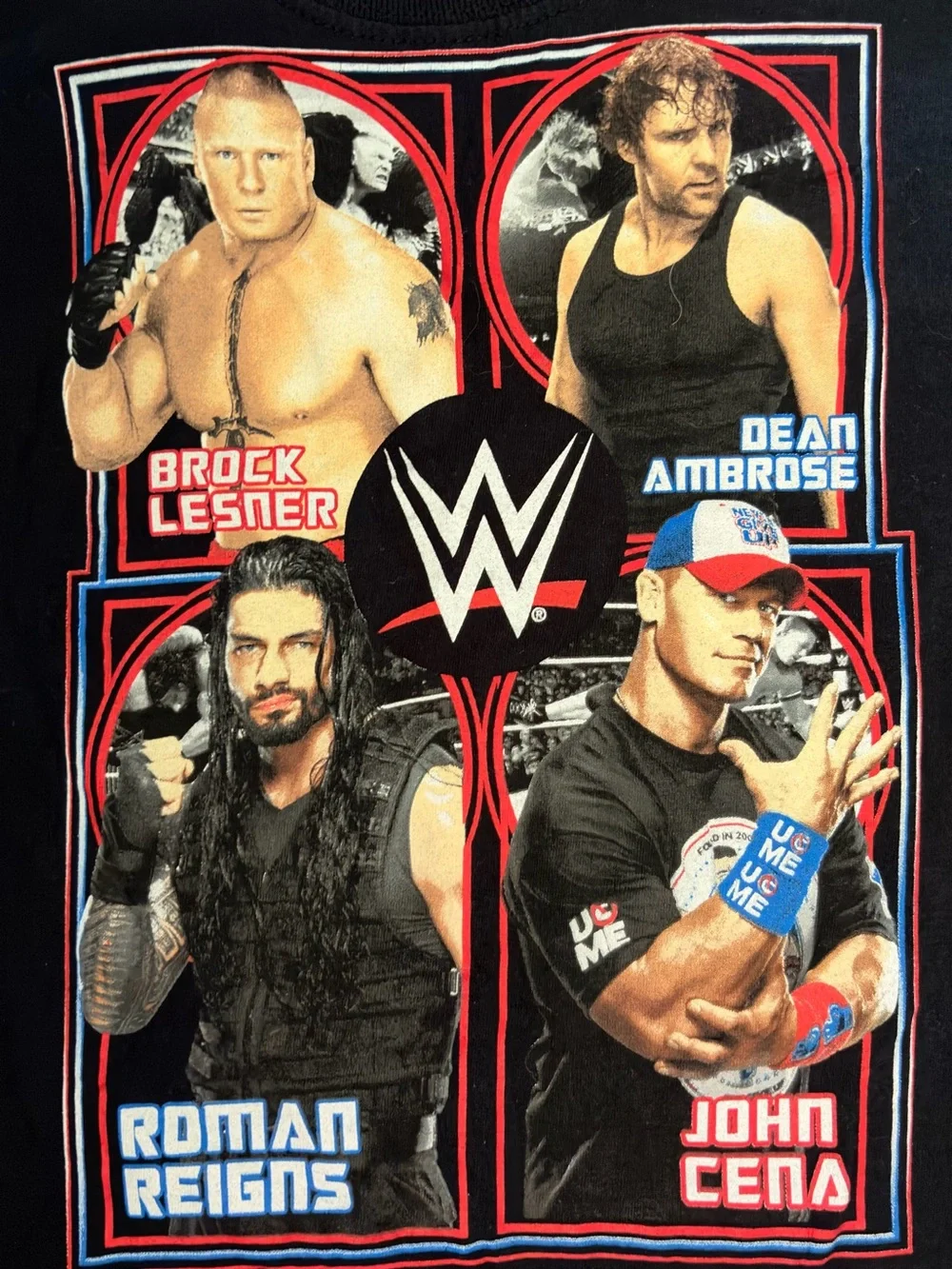 WWE Black Graphic Tee with Brock Lesnar, Dean Ambrose, Roman Reigns & John Cena